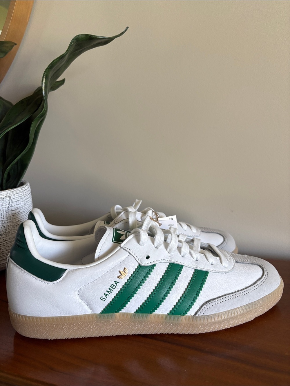 Adidas Samba OG Cloud White Bold Green Collegiate Green Gum NWT Women’s - Picture 4 of 10